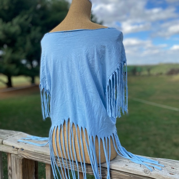 Handcrafted Polo Ralph Lauren Distressed Fringe Festival Cutoff Tee Size XL - Picture 7 of 10